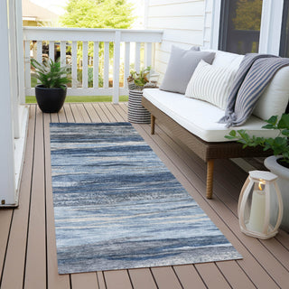 Piper Looms Chantille Waves ACN1933 Blue Machine Washable Area Rug Runner Outdoor Lifestyle Image Feature
