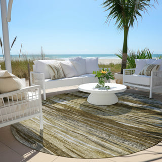 Piper Looms Chantille Waves ACN1933 Brown Machine Washable Area Rug Round Outdoor Lifestyle Image Feature