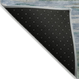 Piper Looms Chantille Waves ACN1933 Teal Machine Washable Area Rug Backing Image