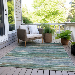 Piper Looms Chantille Waves ACN1933 Teal Machine Washable Area Rug Outdoor Lifestyle Image Feature