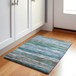 Piper Looms Chantille Waves ACN1933 Teal Machine Washable Area Rug Scatter Lifestyle Image Feature