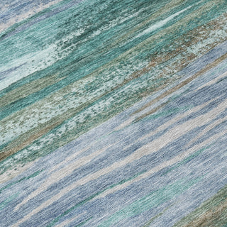 Piper Looms Chantille Waves ACN1933 Teal Machine Washable Area Rug Swatch Image