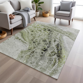 Piper Looms Chantille Abstract ACN1934 Aloe Machine Washable Area Rug Lifestyle Image Feature