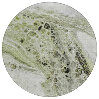 Piper Looms Chantille Abstract ACN1934 Aloe Machine Washable Area Rug Round Main Image