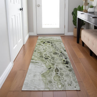 Piper Looms Chantille Abstract ACN1934 Aloe Machine Washable Area Rug Runner Lifestyle Image Feature