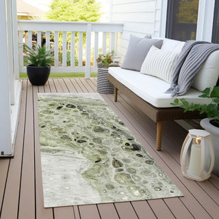 Piper Looms Chantille Abstract ACN1934 Aloe Machine Washable Area Rug Runner Outdoor Lifestyle Image Feature