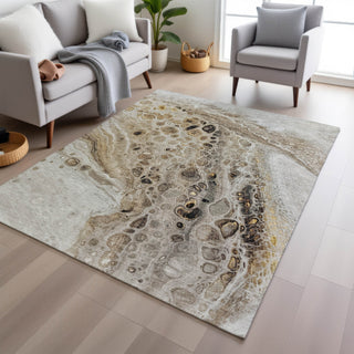 Piper Looms Chantille Abstract ACN1934 Beige Machine Washable Area Rug Lifestyle Image Feature