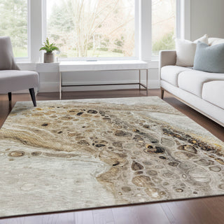 Piper Looms Chantille Abstract ACN1934 Beige Machine Washable Area Rug Lifestyle Image Feature