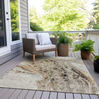 Piper Looms Chantille Abstract ACN1934 Beige Machine Washable Area Rug Outdoor Lifestyle Image Feature