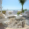 Piper Looms Chantille Abstract ACN1934 Beige Machine Washable Area Rug Round Outdoor Lifestyle Image Feature