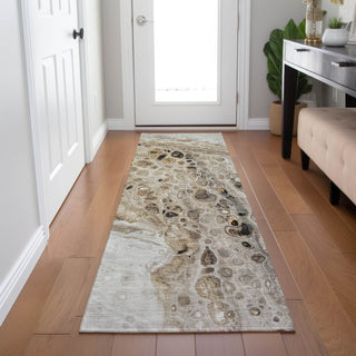Piper Looms Chantille Abstract ACN1934 Beige Machine Washable Area Rug Runner Lifestyle Image Feature
