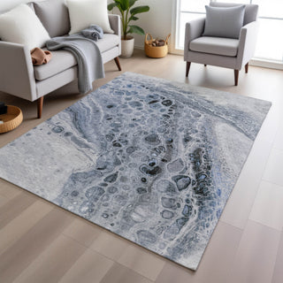 Piper Looms Chantille Abstract ACN1934 Blue Machine Washable Area Rug Lifestyle Image Feature