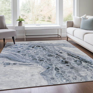 Piper Looms Chantille Abstract ACN1934 Blue Machine Washable Area Rug Lifestyle Image Feature