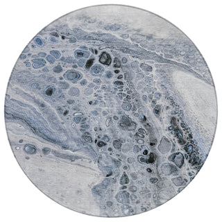 Piper Looms Chantille Abstract ACN1934 Blue Machine Washable Area Rug Round Main Image