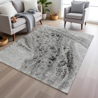 Piper Looms Chantille Abstract ACN1934 Pewter Machine Washable Area Rug Lifestyle Image Feature