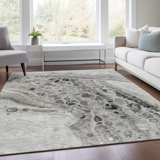 Piper Looms Chantille Abstract ACN1934 Pewter Machine Washable Area Rug Lifestyle Image Feature
