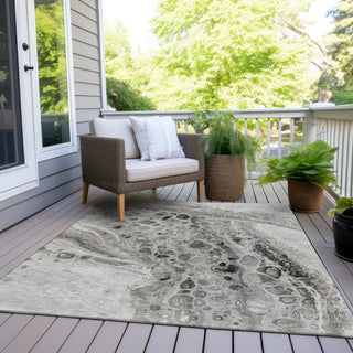 Piper Looms Chantille Abstract ACN1934 Pewter Machine Washable Area Rug Outdoor Lifestyle Image Feature