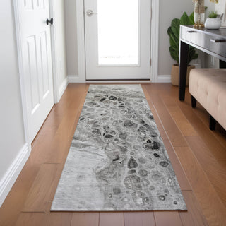 Piper Looms Chantille Abstract ACN1934 Pewter Machine Washable Area Rug Runner Lifestyle Image Feature