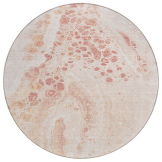 Piper Looms Chantille Abstract ACN1935 Salmon Machine Washable Area Rug Round Main Image
