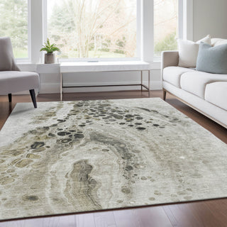 Piper Looms Chantille Abstract ACN1935 Taupe Machine Washable Area Rug Lifestyle Image Feature