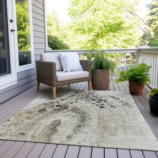 Piper Looms Chantille Abstract ACN1935 Taupe Machine Washable Area Rug Outdoor Lifestyle Image Feature