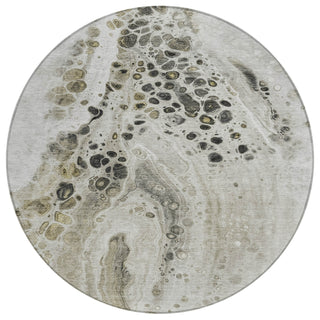 Piper Looms Chantille Abstract ACN1935 Taupe Machine Washable Area Rug Round Main Image