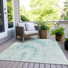 Piper Looms Chantille Abstract ACN1935 Teal Machine Washable Area Rug Outdoor Lifestyle Image Feature