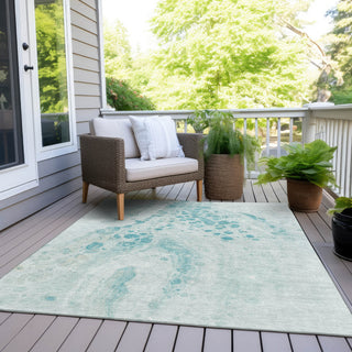 Piper Looms Chantille Abstract ACN1935 Teal Machine Washable Area Rug Outdoor Lifestyle Image Feature