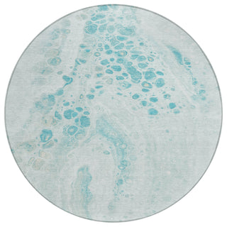 Piper Looms Chantille Abstract ACN1935 Teal Machine Washable Area Rug Round Main Image