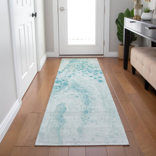 Piper Looms Chantille Abstract ACN1935 Teal Machine Washable Area Rug Runner Lifestyle Image Feature