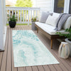Piper Looms Chantille Abstract ACN1935 Teal Machine Washable Area Rug Runner Outdoor Lifestyle Image Feature