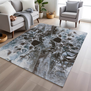 Piper Looms Chantille Abstract ACN1936 Chocolate Machine Washable Area Rug Lifestyle Image Feature