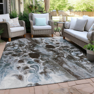Piper Looms Chantille Abstract ACN1936 Chocolate Machine Washable Area Rug Outdoor Lifestyle Image Feature