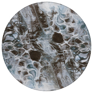 Piper Looms Chantille Abstract ACN1936 Chocolate Machine Washable Area Rug Round Main Image