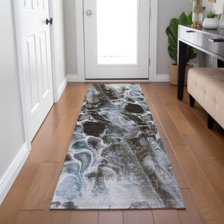 Piper Looms Chantille Abstract ACN1936 Chocolate Machine Washable Area Rug Runner Lifestyle Image Feature