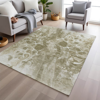 Piper Looms Chantille Abstract ACN1936 Khaki Machine Washable Area Rug Lifestyle Image Feature