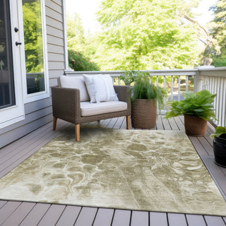 Piper Looms Chantille Abstract ACN1936 Khaki Machine Washable Area Rug Outdoor Lifestyle Image Feature
