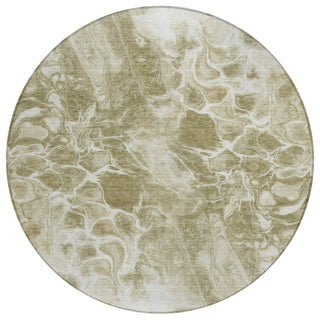 Piper Looms Chantille Abstract ACN1936 Khaki Machine Washable Area Rug Round Main Image