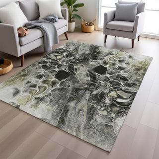 Piper Looms Chantille Abstract ACN1936 Pewter Machine Washable Area Rug Lifestyle Image Feature