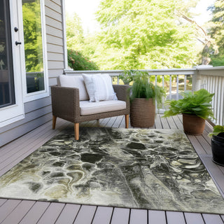 Piper Looms Chantille Abstract ACN1936 Pewter Machine Washable Area Rug Outdoor Lifestyle Image Feature