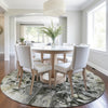 Piper Looms Chantille Abstract ACN1936 Pewter Machine Washable Area Rug Round Lifestyle Image Feature