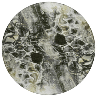 Piper Looms Chantille Abstract ACN1936 Pewter Machine Washable Area Rug Round Main Image