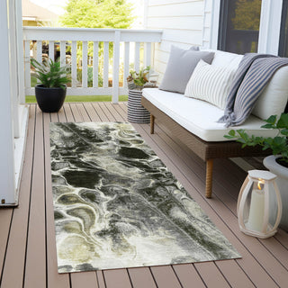 Piper Looms Chantille Abstract ACN1936 Pewter Machine Washable Area Rug Runner Outdoor Lifestyle Image Feature