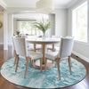 Piper Looms Chantille Abstract ACN1936 Teal Machine Washable Area Rug Round Lifestyle Image Feature