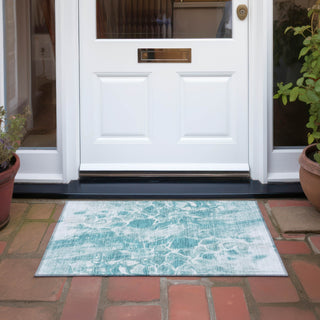 Piper Looms Chantille Abstract ACN1936 Teal Machine Washable Area Rug Scatter Outdoor Lifestyle Image Feature