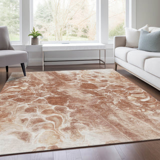 Piper Looms Chantille Abstract ACN1936 Terracotta Machine Washable Area Rug Lifestyle Image Feature