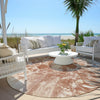 Piper Looms Chantille Abstract ACN1936 Terracotta Machine Washable Area Rug Round Outdoor Lifestyle Image Feature