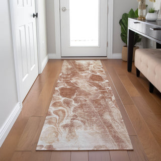 Piper Looms Chantille Abstract ACN1936 Terracotta Machine Washable Area Rug Runner Lifestyle Image Feature
