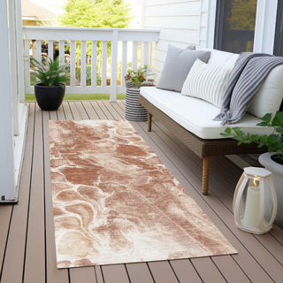 Piper Looms Chantille Abstract ACN1936 Terracotta Machine Washable Area Rug Runner Outdoor Lifestyle Image Feature