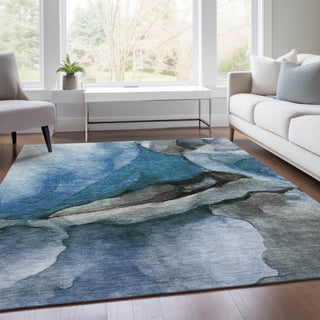 Piper Looms Chantille Abstract ACN1937 Blue Machine Washable Area Rug Lifestyle Image Feature